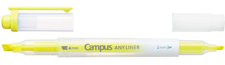Campus ANY LINER Bleed Resistant Twin Highlighter 4mm 2mm Tip Neon Yellow,Yellow, medium