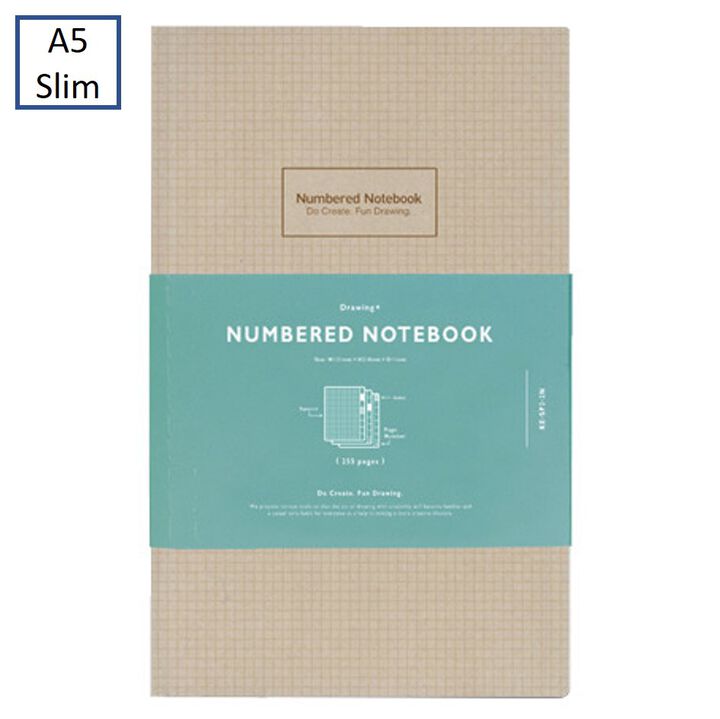 Numbered Notebook A5 slim,, medium