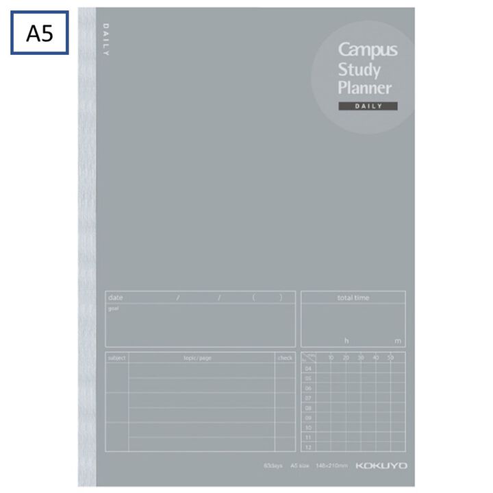 Campus Study Planner Daily Visualized A5 Glay,Gray, medium