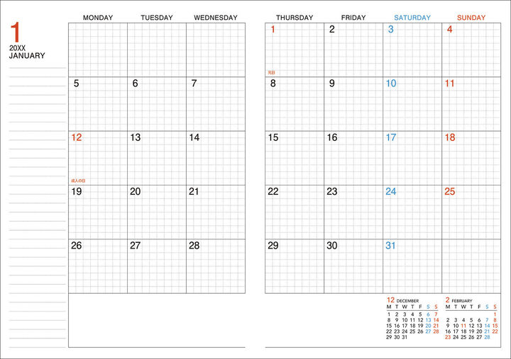 Campus Diary 2027  Monthly Grid type A5 Black,Black, medium