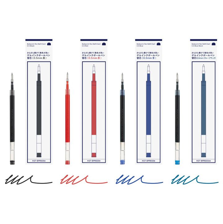 Ball-point pen Refill Gel Blue Black 0.5mm,BlueBlack, medium