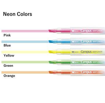 Campus ANY LINER Bleed Resistant Twin Highlighter 4mm 2mm Tip Neon Green,Green, small image number 2
