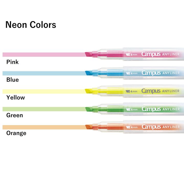 Campus ANY LINER Bleed Resistant Twin Highlighter 4mm 2mm Tip Neon Green,Green, medium image number 2