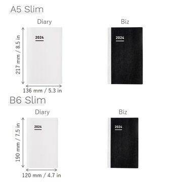 Jibun Techo Diary mini 2024 B6 Slim Refill,White, small image number 1