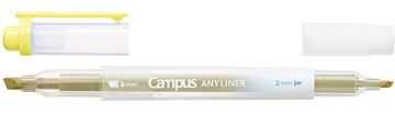 Campus ANY LINER Bleed Resistant Twin Highlighter 4mm 2mm Tip Soft Yellow,Yellow, small image number 1