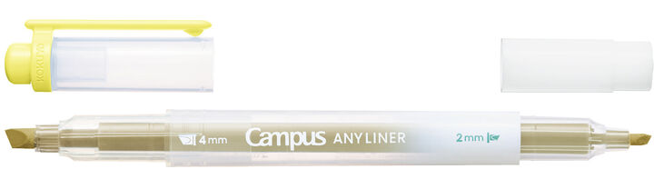 Campus ANY LINER Bleed Resistant Twin Highlighter 4mm 2mm Tip Soft Yellow,Yellow, medium image number 1