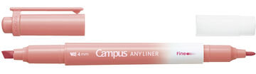 Campus ANY LINER Bleed Resistant Twin Highlighter 4mm Fine Point Tip Soft Coral,Coral, small image number 1