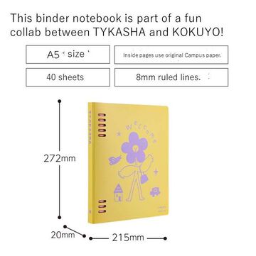 TYAKASHA Binder Notebook 5+3 Ring A5 Yellow,Yellow, small image number 4