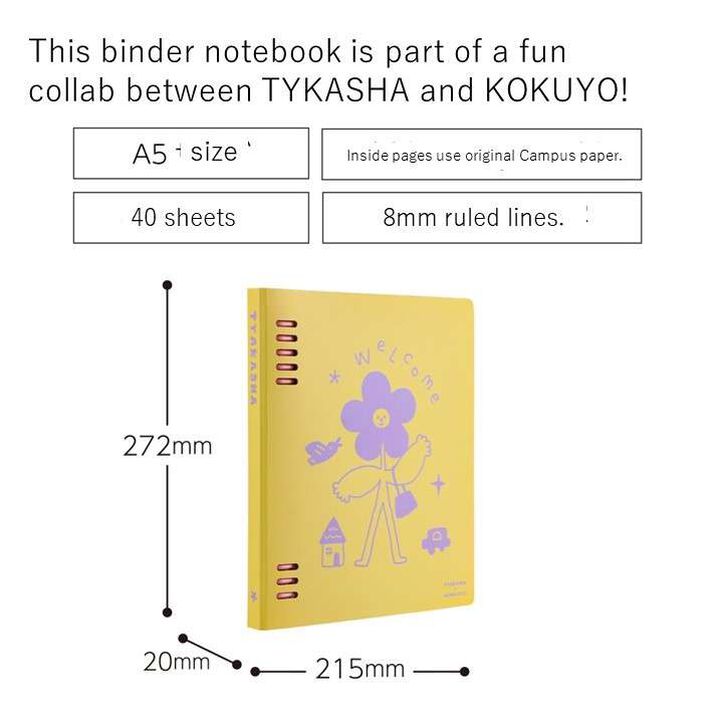 TYAKASHA Binder Notebook 5+3 Ring A5 Yellow,Yellow, medium image number 4