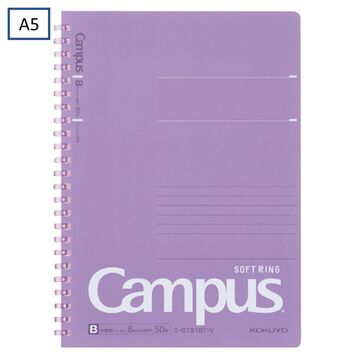 Campus Softring Notebook 6mm Dot rule 50 Sheets A5 Purple,Purple, small image number 0