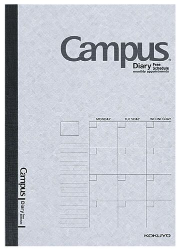 Campus Diary A5 Size Free Schedule,Gray, small image number 0