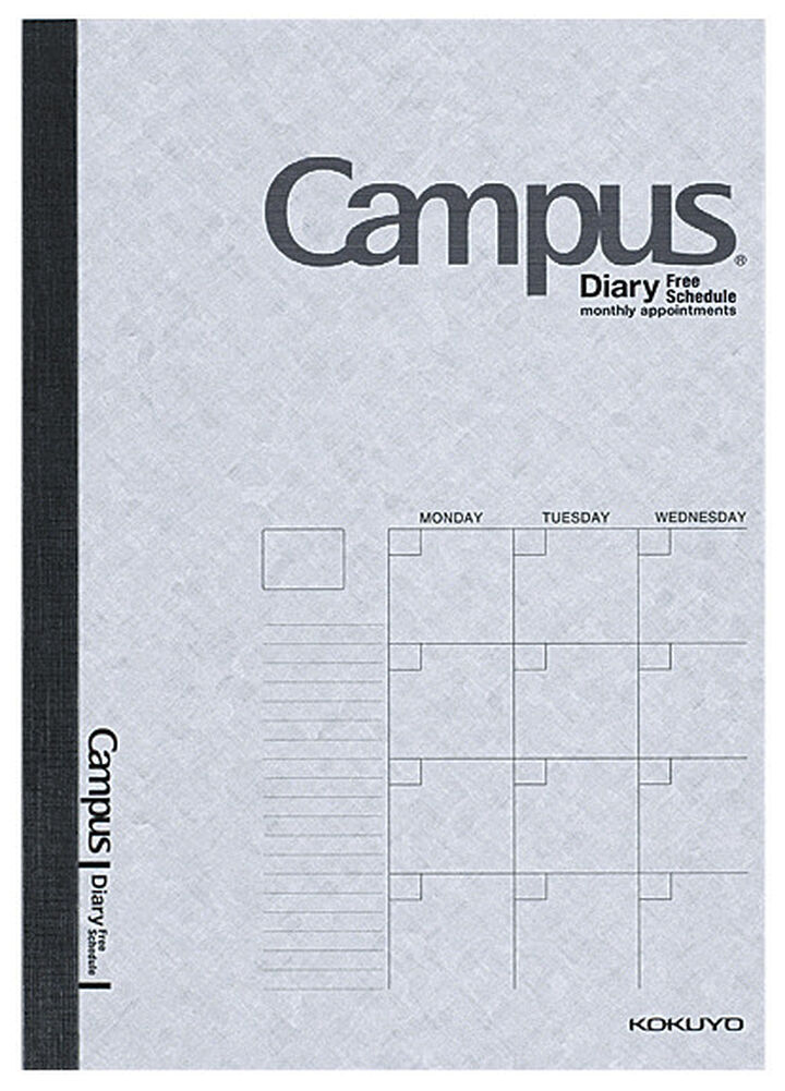 Campus Diary A5 Size Free Schedule,Gray, medium