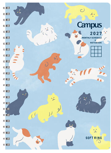Softring Diary 2027  Monthly + Grid Notes A5 Cat Blue,Blue, small image number 0