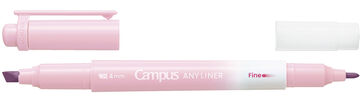Campus ANY LINER Bleed Resistant Twin Highlighter 4mm Fine Point Tip Soft Pink,Pink, small image number 1
