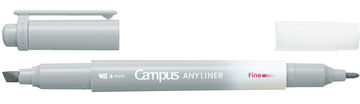Campus ANY LINER Bleed Resistant Twin Highlighter 4mm Fine Point Tip Smoky Gray,Gray, small image number 1