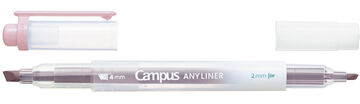 Campus ANY LINER Bleed Resistant Twin Highlighter 4mm 2mm Tip Smoky Pink,Pink, small image number 1