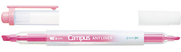 Campus ANY LINER Bleed Resistant Twin Highlighter 4mm 2mm Tip Neon Pink,Pink, small image number 1