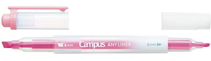 Campus ANY LINER Bleed Resistant Twin Highlighter 4mm 2mm Tip Neon Pink,Pink, medium