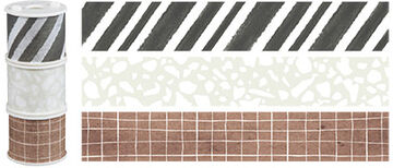 Bobbin Washi Masking Tape monotone Set of 3,Monotone, small image number 2