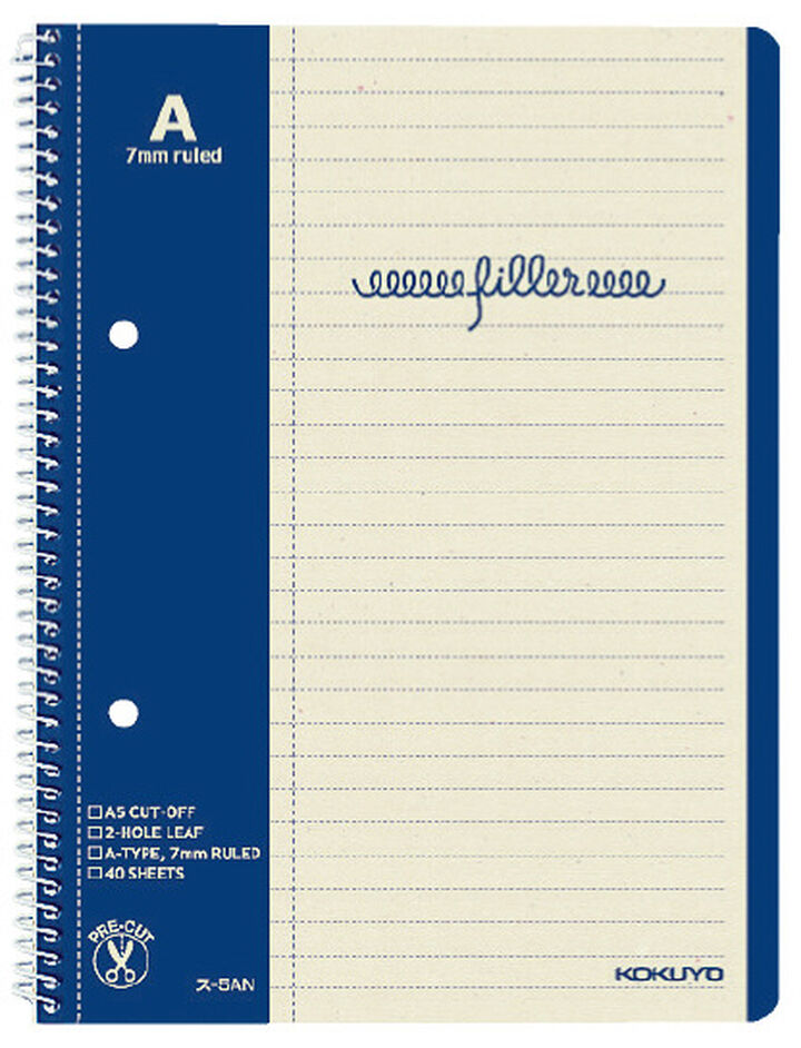 Filler Notebook A5 7mm Horizontal rule (with margin rule)