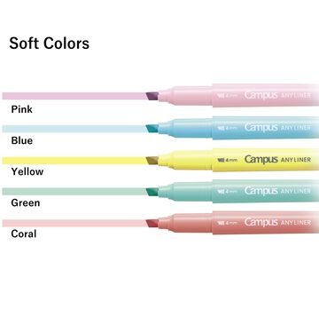 Campus ANY LINER Bleed Resistant Twin Highlighter 4mm Fine Point Tip Soft Pink,Pink, small image number 2