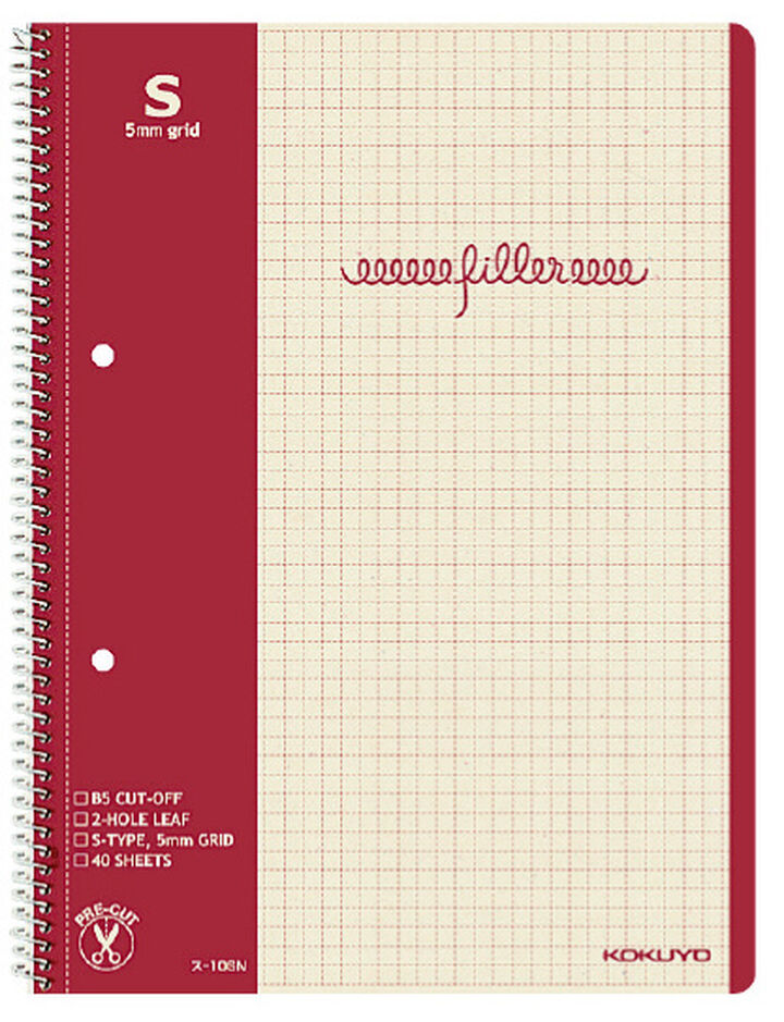 Filler Notebook B5 5mm grid rule,Red, medium