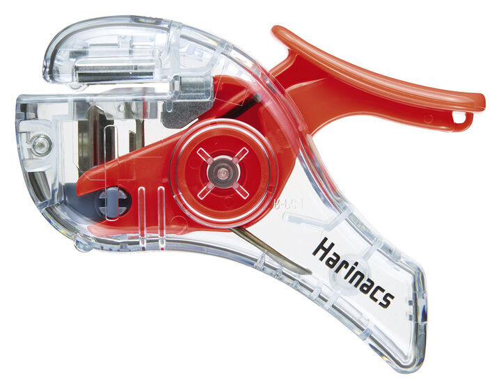 Transparent Mechanism Stapleless Stapler Harinacs Compact Alpha 5 Sheets Red,Red, medium