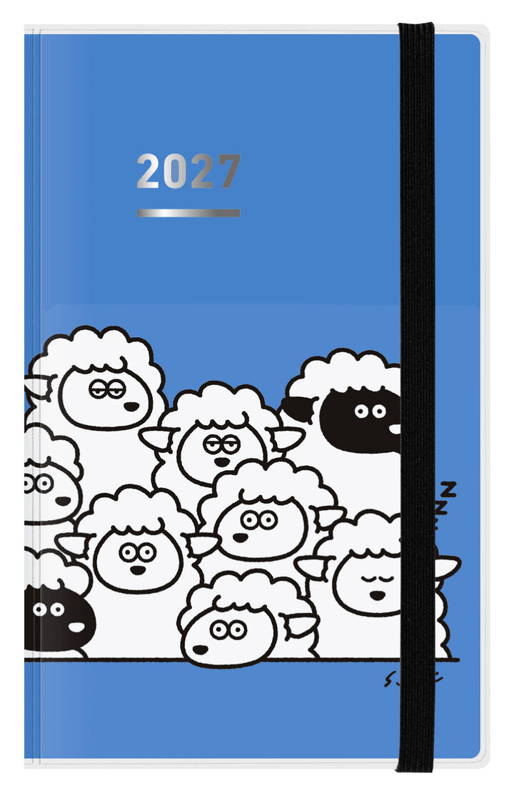 Jibun Techo Firstkit (DIARY+IDEA+LIFE) 2027 A5 slim Limited Fluffy Sheep Gathering Blue,Blue, medium
