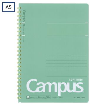 Campus Softring Notebook 6mm Dot rule 50 Sheets A5 Green,Green, small image number 0
