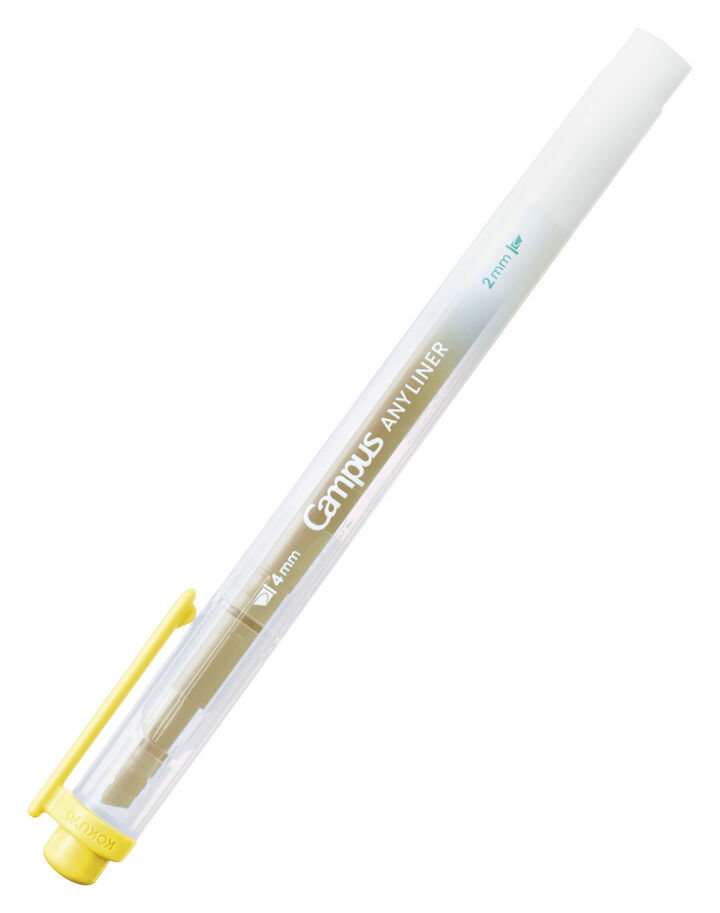 Campus ANY LINER Bleed Resistant Twin Highlighter 4mm 2mm Tip Smoky Yellow,Yellow, medium