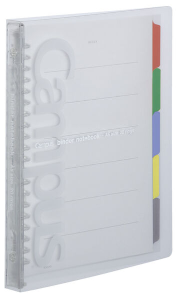 Campus Slide Slim PP Cover 20 Hole Binder Notebook A5 Transparent,Transparent, small image number 0