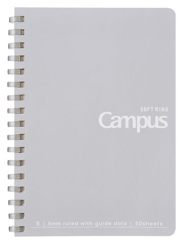 Campus Soft Ring Notebook A6 6mm Dotted Rule 50 Sheets Gray,Gray, small image number 0