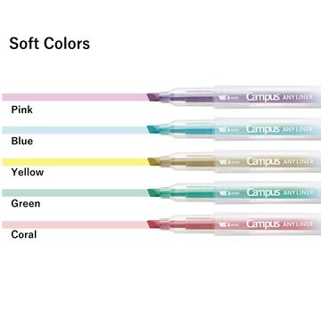 Campus ANY LINER Bleed Resistant Twin Highlighter 4mm 2mm Tip Soft Coral,Coral, small image number 2