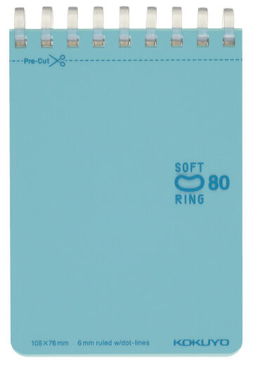 Soft Ring memo notebook Colorful A7 80 Sheets Light Blue,Light Blue, small image number 0