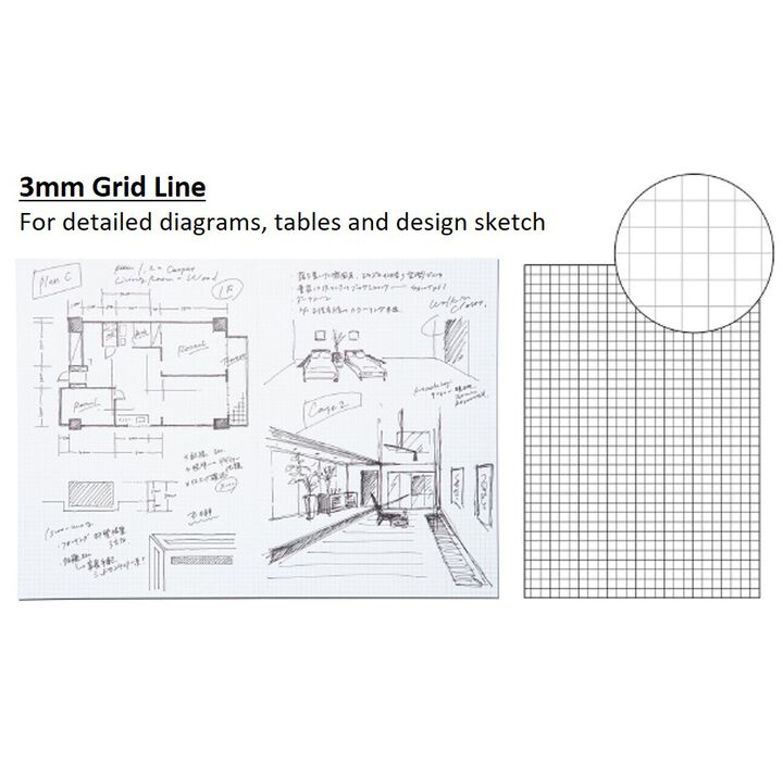 PERPANEP Standard Zarazara / Textured 3mm Grid Rule A5,Gray, medium