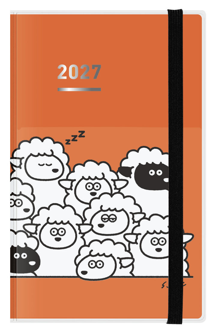 Jibun Techo Firstkit (DIARY+IDEA+LIFE) 2027 A5 slim Limited Fluffy Sheep Gathering Orange,Orange, medium