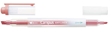 Campus ANY LINER Bleed Resistant Twin Highlighter 4mm 2mm Tip Soft Coral,Coral, small image number 1