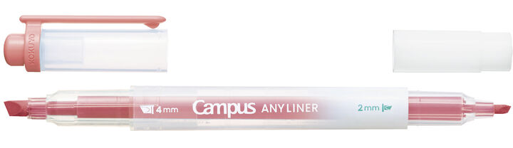 Campus ANY LINER Bleed Resistant Twin Highlighter 4mm 2mm Tip Soft Coral,Coral, medium