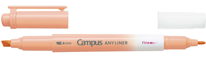 Campus ANY LINER Bleed Resistant Twin Highlighter 4mm Fine Point Tip Neon Orange,Orange, medium image number 1