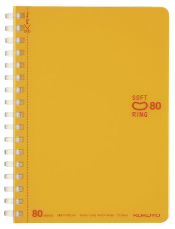 Soft Ring Notebook Colorful A6 80 Sheets Orange,Orange, small image number 0