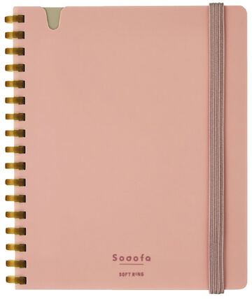 Soft Ring Notebook Sooofa  A6 4mm Grid Rule 80Sheets Pink,Pink, small image number 0