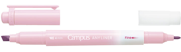 Campus ANY LINER Bleed Resistant Twin Highlighter 4mm Fine Point Tip Soft Pink,Pink, medium
