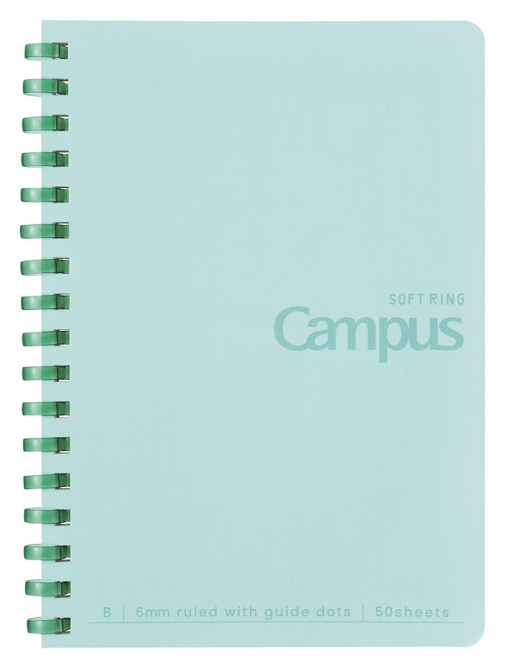 Campus Soft Ring Notebook A6 6mm Dotted Rule 50 Sheets Green,Green, medium