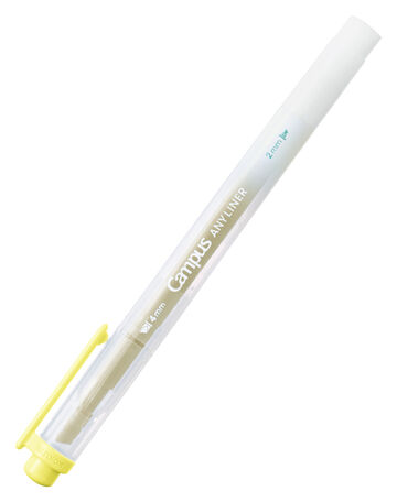 Campus ANY LINER Bleed Resistant Twin Highlighter 4mm 2mm Tip Soft Yellow,Yellow, small image number 0