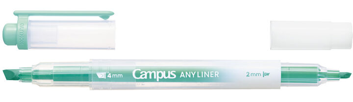 Campus ANY LINER Bleed Resistant Twin Highlighter 4mm 2mm Tip Soft Green,Green, medium
