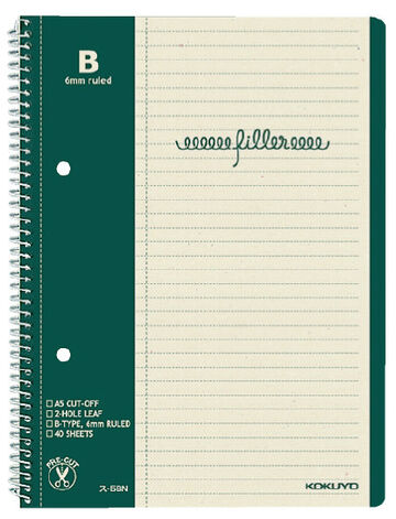 Filler Notebook A5 6mm Horizontal rule (with margin rule),Green, small image number 0