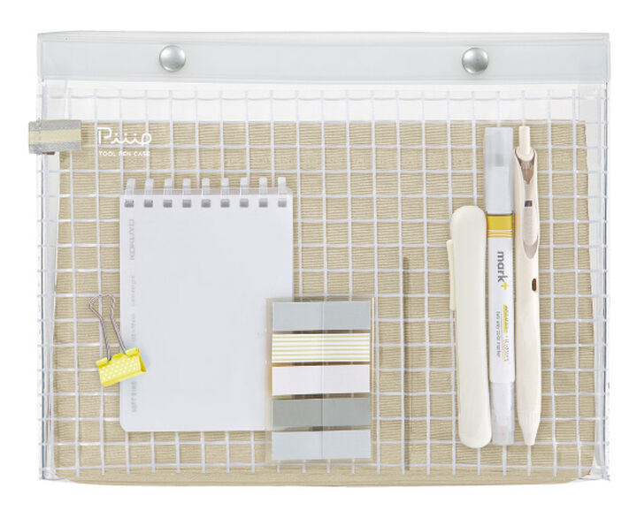Tool pencase Piiip A5 Flat type Shiny beige,Shiny beige, medium