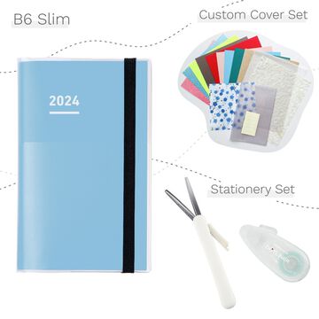 Jibun Techo First Kit mini 2024 B6 Slim Blue with Custom Cover & Stationery SET,, small image number 0
