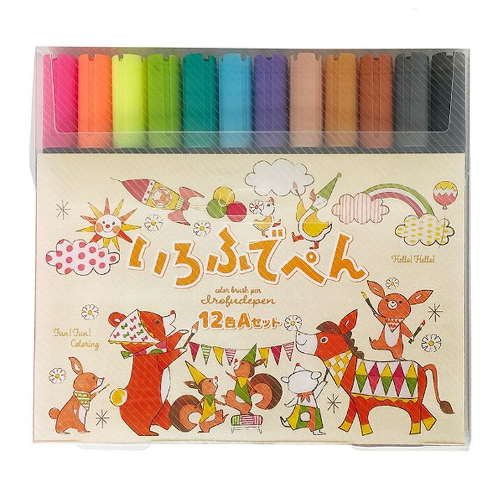 Iro Fude pen  Brush pen Set of 12 colors A,, medium