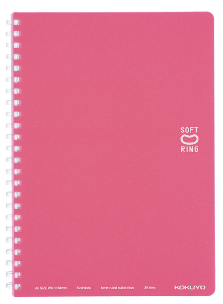 Soft Ring notebook Colorful A5 50 Sheets Light pink,Light Pink, medium